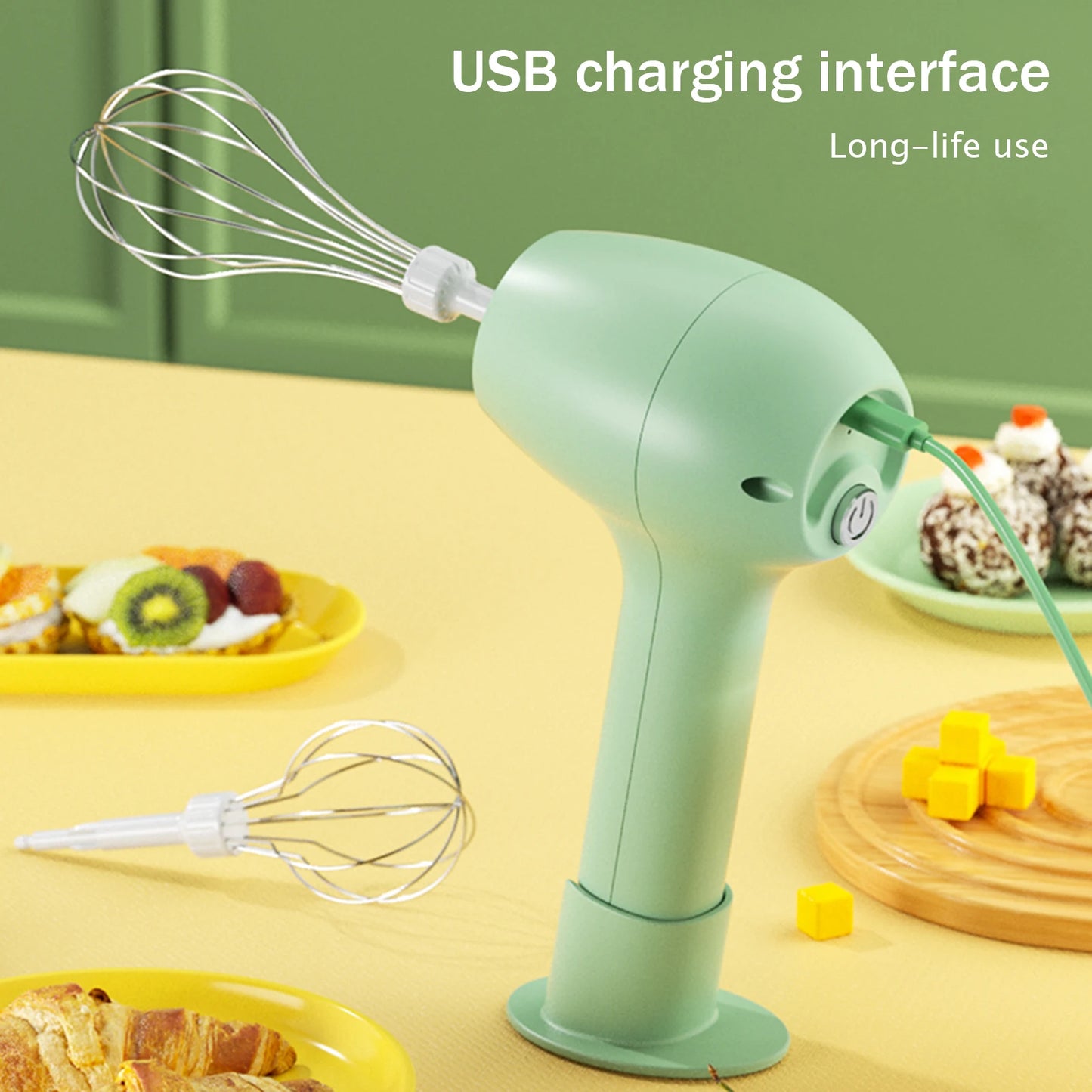 Wireless Portable Electric Food Mixer Automatic Whisk Egg Beater Butter Cream Vertical Whipper Kitchen Cordless Hand Blender