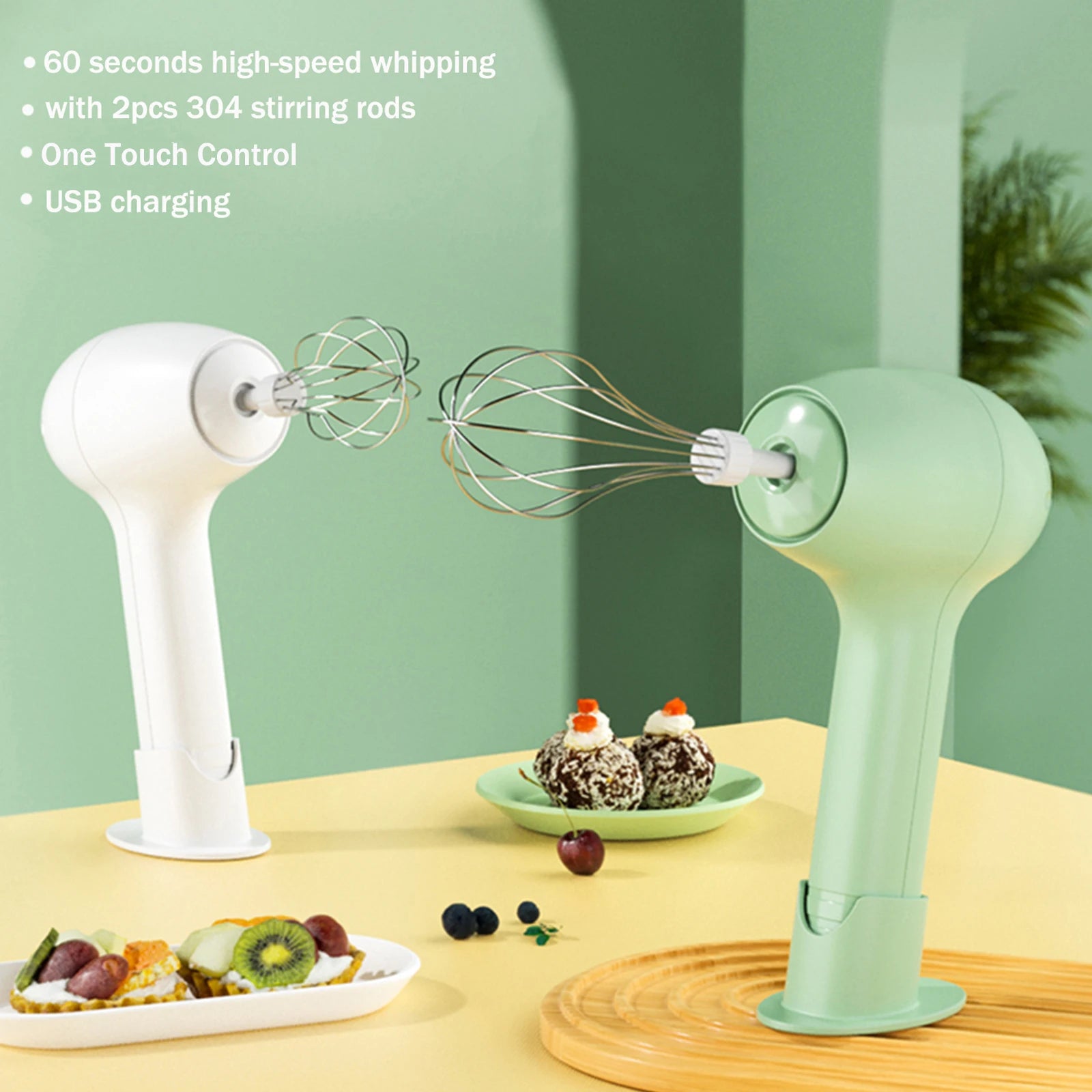 Wireless Portable Electric Food Mixer Automatic Whisk Egg Beater Butter Cream Vertical Whipper Kitchen Cordless Hand Blender